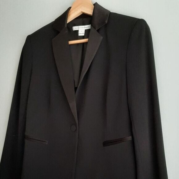 DIANE VON FURSTENBERG Jennie Blazer Jacket Four-Season Stretch Black Sz 2 - Picture 6 of 16